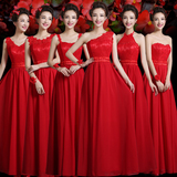 2016冬季新款伴娘礼服大码伴娘服姐妹团长款红色伴娘裙宴会礼服