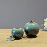 热卖大千家居饰品中式陶瓷储物罐干果陶瓷罐带盖复古创意工艺品摆