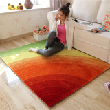 小酒窝地毯4D彩虹图案简约时尚现代客厅卧室茶几短毛亮丝地毯