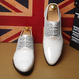 白色新郎婚礼鞋韩版英伦时尚潮鞋尖头透气商务正装皮鞋内增高男鞋