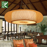 现代中式竹编吊灯东南亚客厅餐厅卧室圆形吊灯茶室田园日式竹艺灯