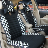 黑白格子汽车坐垫运动皮革坐垫四季新时尚经典简约夏季纤皮坐垫