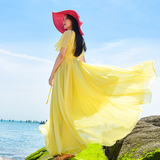 夏季连衣裙2016波西米亚沙滩长裙仙女大摆拖地裙海边度假气质雪纺