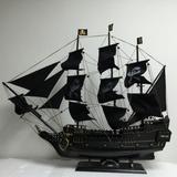 加勒比海盗黑珍珠号实木工艺船纯手工帆船模型摆件地中海风格
