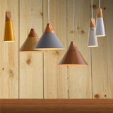 个性创意咖啡餐厅吧台吊灯简约LED单头实木铝材艺术木头小吊灯具