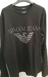 意大利正品代购阿玛尼armani jeans鹰标图男长袖T恤棉修身款