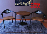 咖啡桌椅组合 现代简约铁艺实木可升降茶几 圆桌书桌 靠背椅