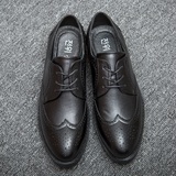 韩版男士商务休闲尖头皮鞋男增高鞋系带厚底时尚发型师松糕跟男鞋