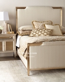 美式实木双人床新古典软包布艺床地中海别墅卧室婚床1.8大床定制