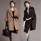 韩国代购2016秋冬新款韩版小香风羊绒大衣中长款女装纯色毛呢外套