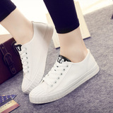 远波韩版透气小白鞋低帮系带帆布鞋青年学生休闲鞋PU白色女鞋