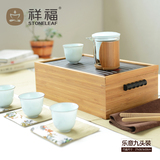 祥福茶具 便携式旅行茶具耐热玻璃功夫茶具 竹制旅行茶盘特价包邮