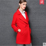 宝瑞姿BSD7008 女士羊毛大衣中长款2015秋冬季新品修身呢子外套