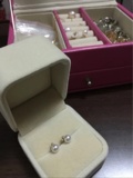 18k金钻石日本海水珠钻石耳钉