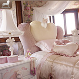 蹀马欧式实木床女孩1.5米粉红色公主床1.2m高箱床配套床品儿童床