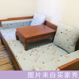 刺绣中式坐垫飘窗垫子红实木沙发窗台圈椅田园定做榻榻米定制棉麻