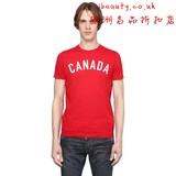 英国代购2016春夏DSQUARED2修身CANADA印花纯棉圆领短袖T恤男AL1