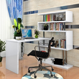 电脑桌带书柜 台式家用简约转角办公桌书桌书架组合简易旋转桌子