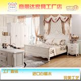 意丽达欧式床实木雕花家具做旧白色双人床白蜡木6尺5尺可定制婚床