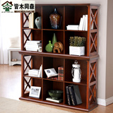 皆木同森 美式实木书架 欧式自由组合书柜书橱六层书柜置物架