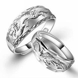 周大生S990纯银戒指饰品 龙凤戒指情侣对戒男女活口戒指正品