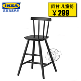 宜家IKEA专业代购 阿甘儿童椅宝宝高脚椅 餐椅红白黑色木质餐椅子