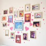 客厅卧室心形照片墙婚纱照挂墙相框7 12寸组合爱心墙上贴画照片墙