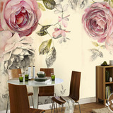 大型壁画 背景墙 影视墙 沙发背景欧式复古 油画 玫瑰花 现代简约