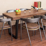 美式乡村客厅做旧铁艺实木餐桌休闲咖啡厅创意餐桌椅定制厂家直销