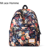 Mr.ace Homme印花双肩包女韩版学院风背包中学生书包旅行包电脑包