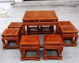 红木家具缅甸花梨木正方形餐桌八仙桌 大果紫檀休闲桌餐桌特价