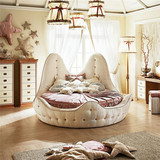 欧式实木单人床卧室布艺拉扣公主床个性圆床设计师创意床婚床包邮
