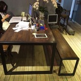 厂家直销美式乡村复古实木铁艺餐桌咖啡桌椅组合工作桌椅会议桌椅