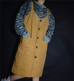 韩版女装2016春装新款棕色灯芯绒吊带宽松中长连衣裙A003背带裙
