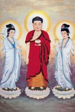 西方三圣 佛祖佛像佛教菩萨海报卷轴画像壁画  贴画挂画116322