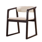 北欧宜家简约实木餐椅咖啡椅带扶手布艺椅子酒店样板间餐厅椅围椅