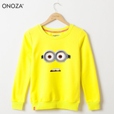 ONOZA2015春秋季新款纯色卡通圆领卫衣女 可爱小黄人印花韩版卫衣