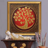东南亚泰式金箔画泰国风格装饰画客厅油画纯手绘手工抽象画玄关画