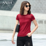 Amii短袖t恤女夏 2016新款修身显瘦小圆领 韩版时尚棉质原创设计