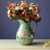 陶瓷春蕾花瓶欧式仿真干花花瓶客厅餐桌茶几玄关摆件装饰品美式