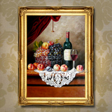 别墅酒吧西餐厅有框挂画 欧式餐厅手绘静物油画古典水果画葡萄5