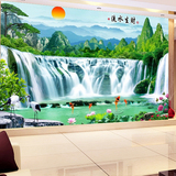 3D大型墙纸壁画中式客厅沙发电视背景无缝墙布山水风景壁纸