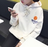 韩国连帽卫衣女潮春季韩版学院风字母印花长袖套头卫衣女学生外套