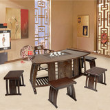 中式茶桌椅组合扇形红木家具功夫茶桌实木质茶几仿古泡茶桌茶艺桌