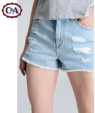 C＆A女式刮破毛边高腰牛仔短裤 2016夏季新款复古显瘦CA200174407