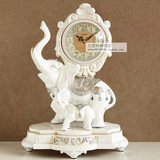 新款丽盛欧式复古钟表座钟静音石英钟客厅装饰摆件钟大象创意坐钟