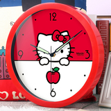 Hello Kitty小苹果可爱挂钟表卡通儿童房学生卧室静音夜光石英钟