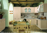 欧式田园美式风格 模压门板整体橱柜定做厨房厨柜订做石英石台面