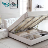 床 皮床 真皮床 双人床1.8米 气动储物床 白色婚床简约现代小户型