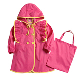 出口韩国荷叶边儿童雨衣 公主款儿童雨衣 外贸原单女童女宝宝雨衣